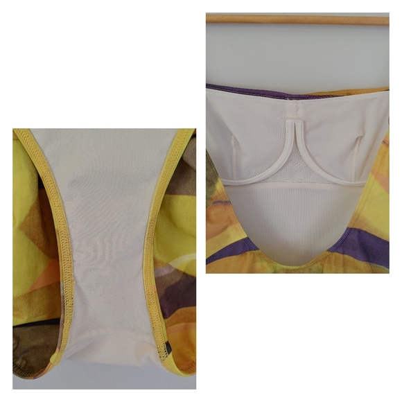 Rasurel Swimsuit One Piece Size Small Yellow Abstract Print - Picture 13 of 14